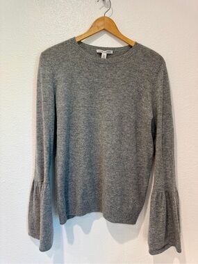 Women’s Autumn Cashmere Heather Gray Grey Bell Sleeve Crew Neck Sweater M